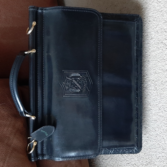 Vintage Belle Rose Black Crocodille Print Detail Handbag Organizer - Picture 1 of 4